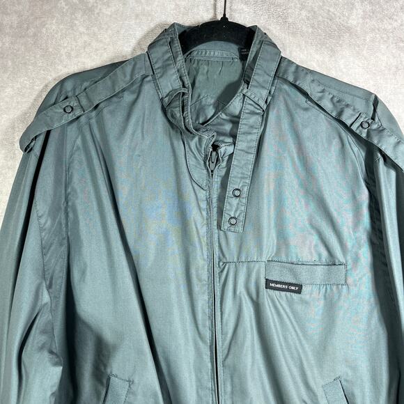 Vintage Members Only Bomber Jacket Mens 44 Gray‎ Full Zip Outdoor Pockets 90s - Picture 2 of 10